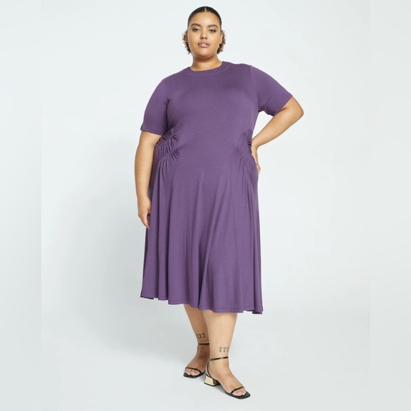 UNIVERSAL STANDARD Devi Liquid Jersey Dress in Potion Purple - Picture 1 of 11